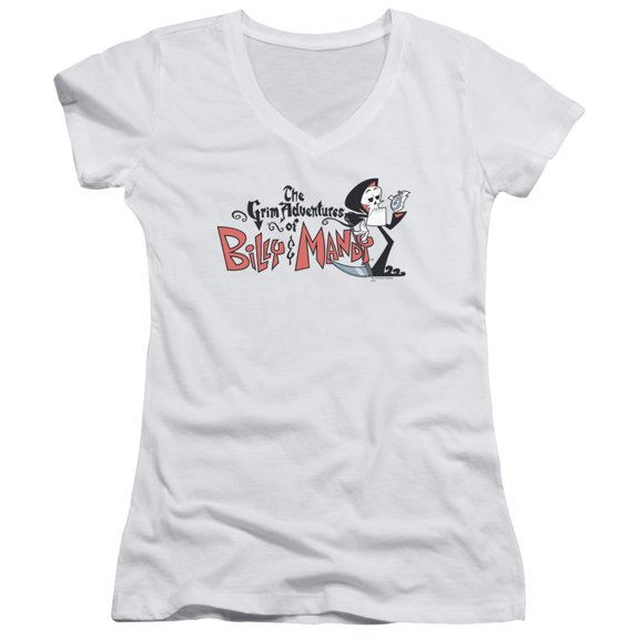 Billy & Mandy Logo Junior Women's T-Shirt V-Neck White
