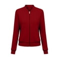 thumbnail image 6 of justHIGH Women's Zip Up Sweaters Jacket Lightweight Casual Knit Long Sleeve Cardigan Trendy Jackets Outerwear Red,XL, 6 of 7