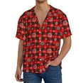 thumbnail image 7 of Lsque Snowflakes On A Buffalo Plaid print Men's Cuban Collar Short Sleeve Shirt Summer Beachwear Casual Button Down Fashionable Vacation Leisure Shirt-Large, 7 of 7