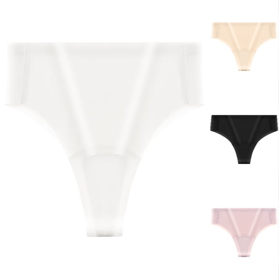 Xijirk Women Thong Panties Seamless No‑Show Stretchy Underwear for Daily Wear and Under Tight Outfits,White,L