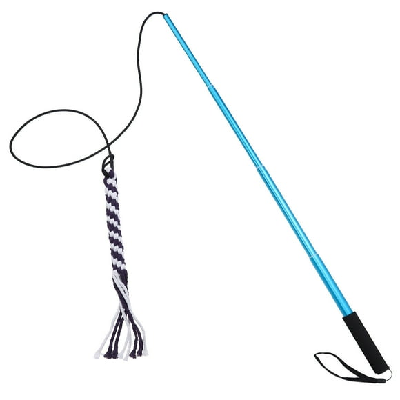 Interactive Dog Toys Extendable Flirt Pole Funny Chasing Tail Teaser and Exerciser for Pets Size L (Blue)