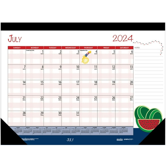 House of Doolittle Monthly Academic Deskpad Calendar, Seasonal Holiday Depictions, 12 Months July-June, 22" x 17"