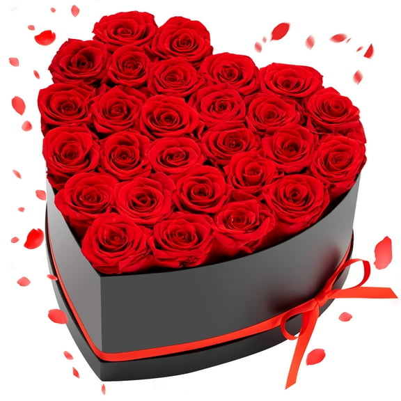 VEVOR Forever Flowers, 27 Preserved Roses in a Heart Shape Box, Eternal Flowers Immortal Bouquet Birthday Present for Delivery Prime Women Her Wife Mothers, Anniversary, Valentine's Day,Christmas,Red