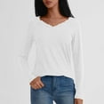 thumbnail image 2 of SRZYMJ Women's V Neck T Shirts for Women Lace Long Sleeve Cute Tops Fall Winter Dressy Business Casual Blouses Trendy Basic Tees, 2 of 8