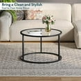 thumbnail image 6 of Round Modern Coffee Table - Clear Tempered Glass Top - Black Metal Frame, 6 of 9