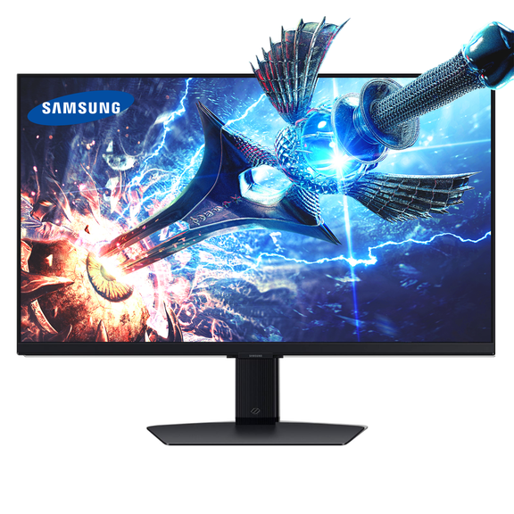 Samsung 27" Odyssey G7 4K UHD 144Hz 1ms G-Sync Gaming Monitor, HDR400, AMD FreeSync Premium, Ultrawide Game View, DisplayPort, HDMI, Height Adjustable Stand, Black