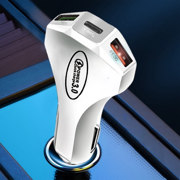 Cargador rápido QC3.0 con 3 puertos - USB de 18W y adaptador tipo C para smartphones y tabletas - Reparto inteligente de energía y seguridad con múltiples protecciones