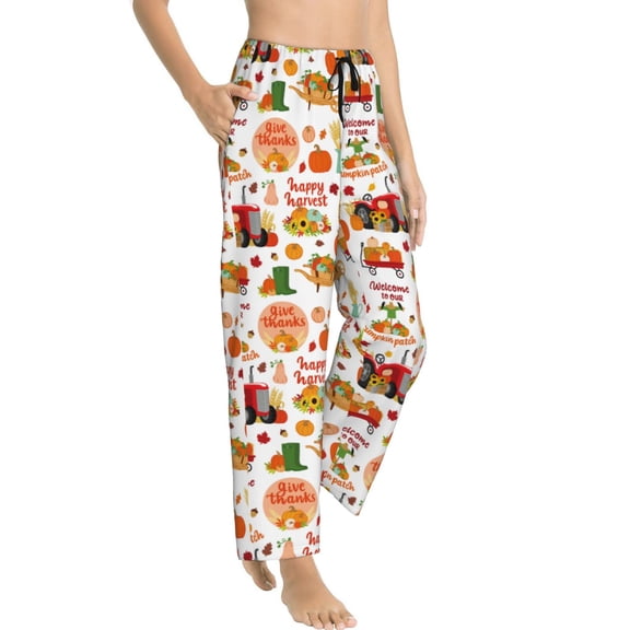 Pajama Pants Women - Fall Farm Pumpkin Soft Breathable Sleep & Lounge Pants for Women, Comfy Casual Pj Pants Bottoms with Pockets