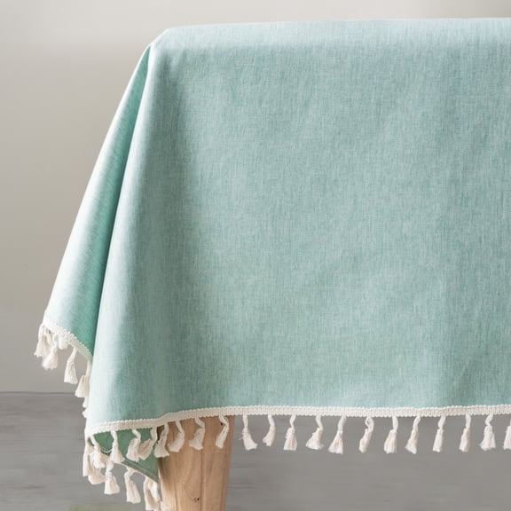Unique Bargains Wrinkle Free Tablecloths for Holiday Camping Light Green 35.43"x35.43"
