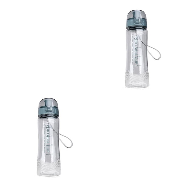 Advancent Botella de agua Café Jugo Taza para beber Al aire libre A prueba de fugas Hervidor grande a prueba de caídas Vaso Adulto Camping Gris 2piezas