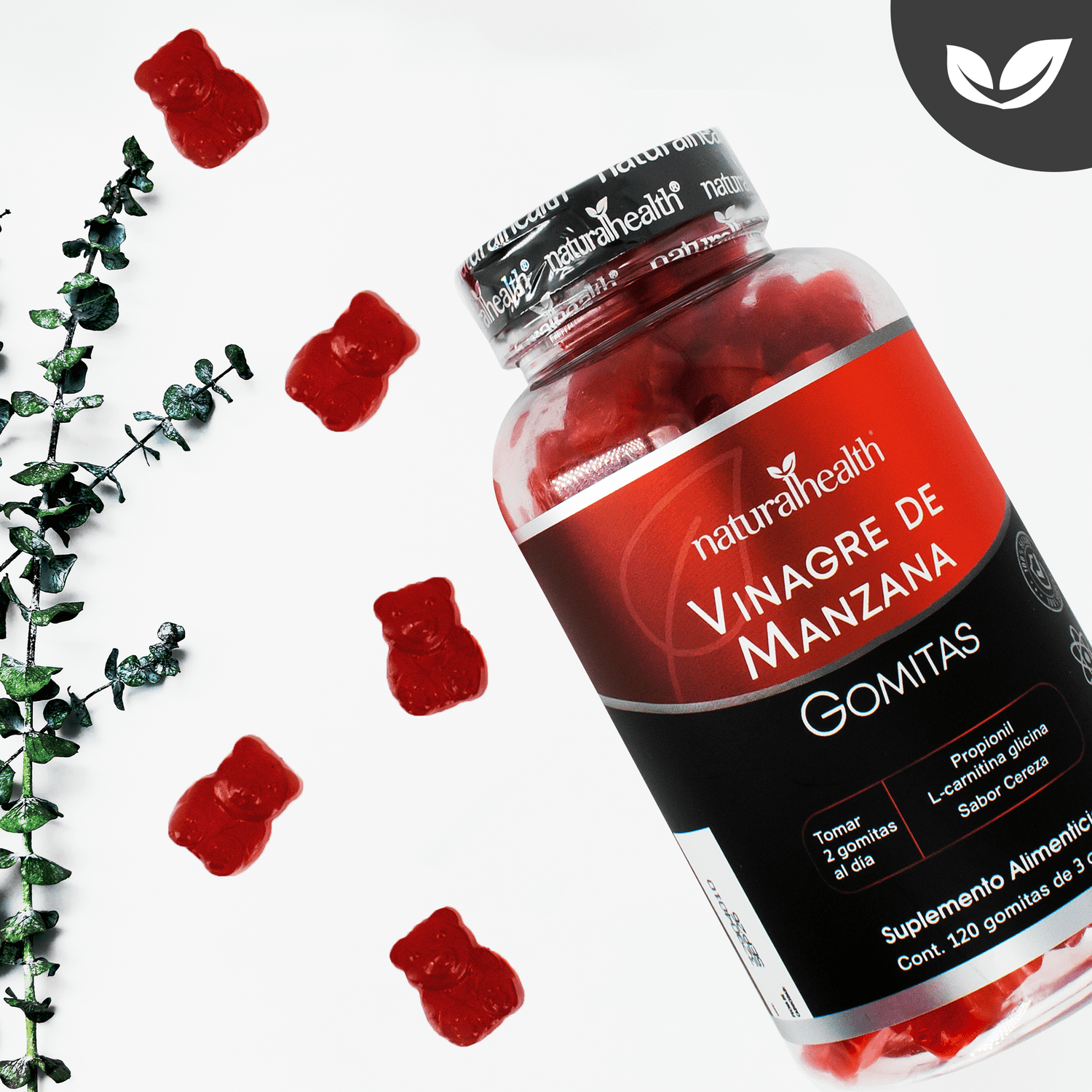 Vinagre de Manzana 120 gomitas Carnitina Cereza Natural Health