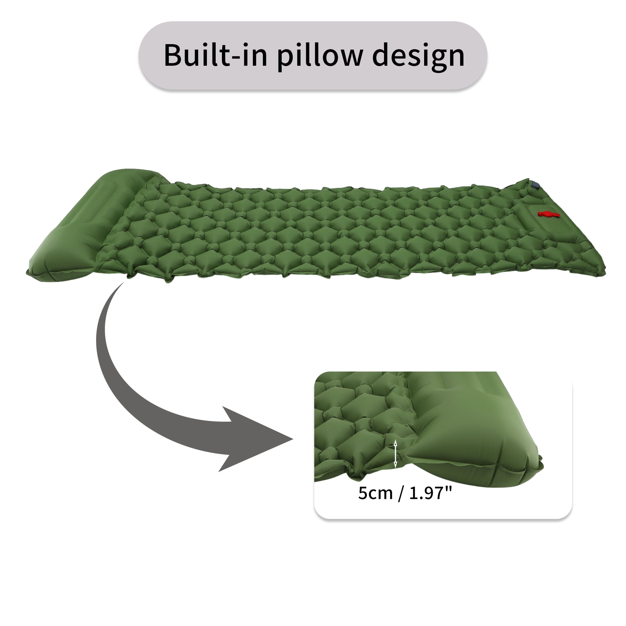 Unique Bargains Camping Sleeping Pads Non Spliceable Camping Mat With Pillow Foot Green