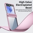 thumbnail image 4 of ELEHOLD for Samsung Galaxy Z Flip 5 Case, Slim Plating PC Transparent Hinge Protection Crystal Clear Case with Integrated Screen Protector for for Samsung Galaxy Z Flip 5,Pink, 4 of 7
