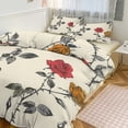 thumbnail image 3 of Rose Pattern Quilt Cover Set Fashionable Printed Bedding Covers with Pillowcase Home Textiles, Twin (68"x86"), 3 of 5