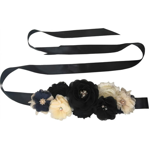 SHIQI-Wedding Bride Belt Sash Floral Sash Belts for Maternity Dresses Floral Belt Sash Girls Women Baby Shower Sash Belt