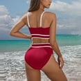 thumbnail image 4 of Yghzkop Womens Crisscross Back Bikini Set Solid Color Two Piece Swimsuit No Wire Built In Bra Tummy Control Sexy Summer Beachwear, 4 of 4