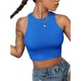 thumbnail image 2 of Liacowi Women Sleeveless Vest Top Solid Crew Neck Rib Crop Top Basic Slim Fit Tee Summer Casual Tank Tops, 2 of 6