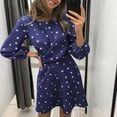 thumbnail image 2 of Pompotops Femmes Casual Manches Longues à Manches Longues Imprimé Col Rond Pull Tirer Robe de Soirée, 2 of 5