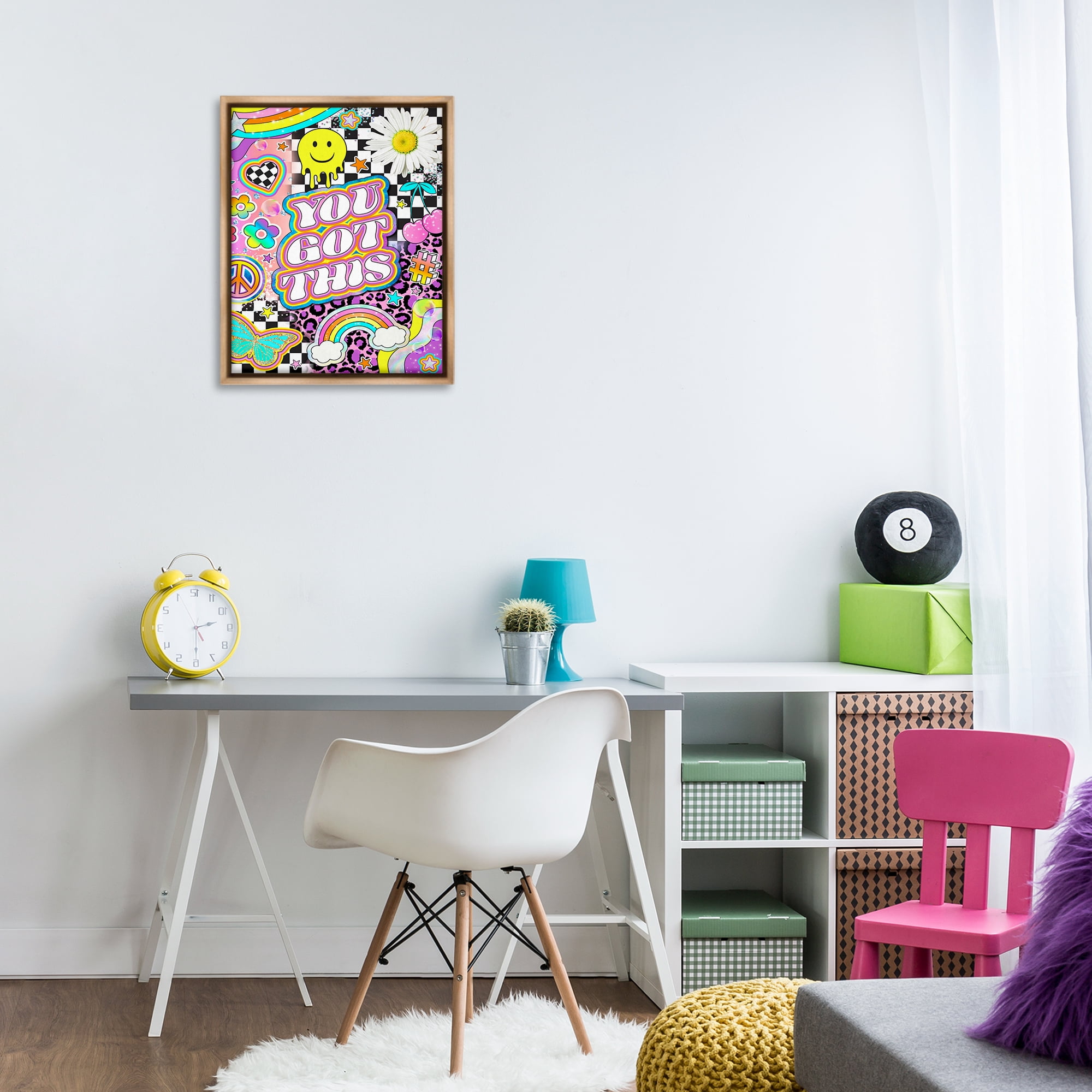 Stupell Industries Groovy You Got This Collage Abstract Painting Brown Floater Framed Canvas Art Print Wall Art, 17 x 21