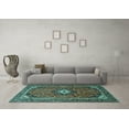 thumbnail image 3 of Ahgly Company Indoor Rectangle Medallion Turquoise Blue Traditional Area Rugs, 7' x 9', 3 of 4