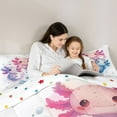 thumbnail image 5 of Manfei Blue Pink Axolotl Queen Comforter Set for Kids, Kawaii Cartoon Animal Bedding Sets, Chic Watercolor Reversible Bedding Comforter Set, Lightweight Room Decor, 3pcs, 5 of 8