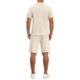 thumbnail image 3 of INSPIRE CHIC Men's 2 Pieces Sets Polo Shirt & Shorts Printed Knit Outfits 2XL Beige, 3 of 5