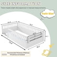thumbnail image 2 of Mirightone Twin Montessori Floor Bed with Rails and Storage Shelf, Wood Floor Beds Frame with Light for Boys Girls, White, 2 of 7