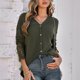 thumbnail image 5 of Blusa de manga larga ANGGREK con cuello en V Panel de Encaje Poliéster Para Mujer Verde L, 5 of 8