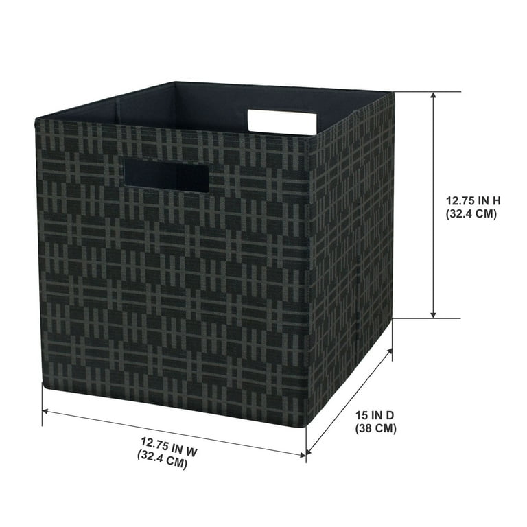Better Homes & Gardens Fabric Cube Storage Bins (12.75 x 12.75), 2 Pack,  Gray Stripe Geo 