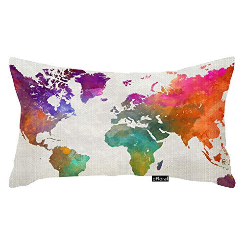 Decorative Pillow Cover Map 12x20 