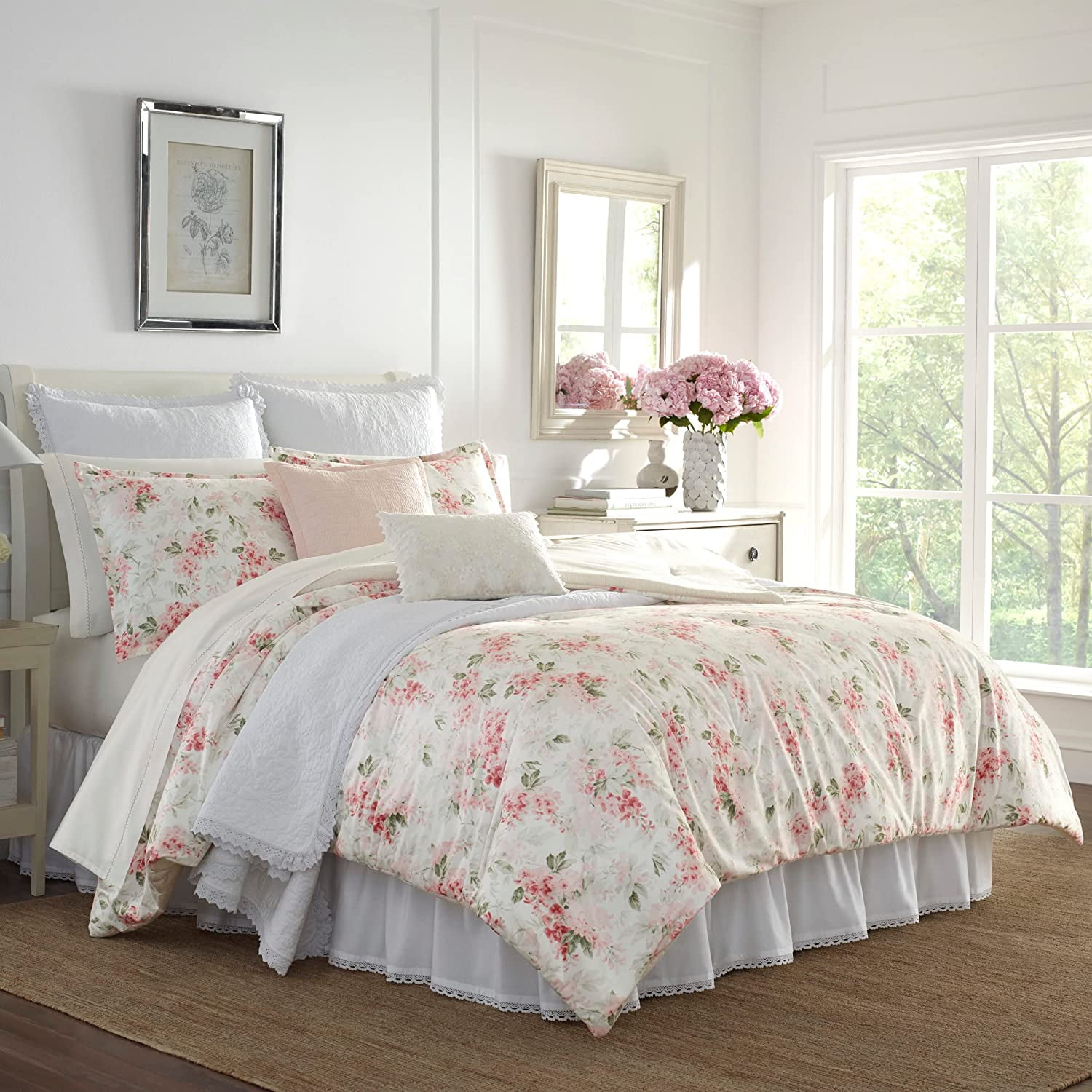 Laura Ashley 7-piece Comforter Set, Annalise Floral, Queen/Full Size authentic