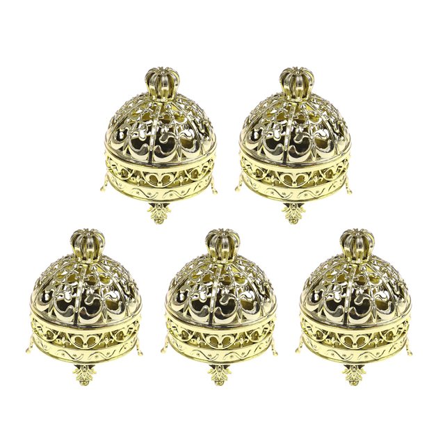 5PCS Round Crown Shape Candy Storage Boxes Plastic Creative Gift Boxes Containers for Birthday Wedding Party (Golden)