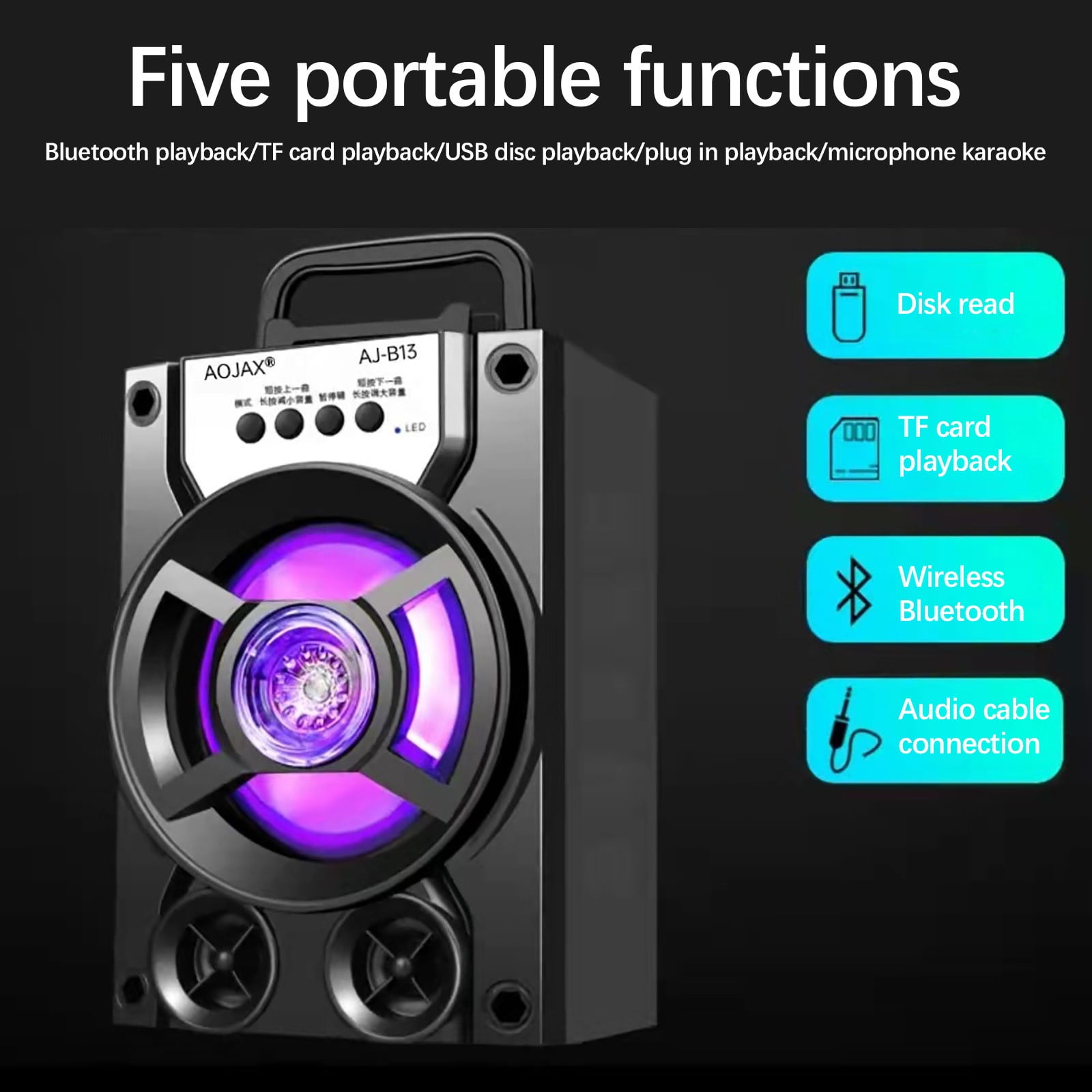 cvlncycling Clearance Bluetooth Speaker Waterproof,Bluetooth Speaker for TV,Wireless Bluetooth Speaker Outdoor Portable High Volume Subwoofer Card Audio,for Family Gatherings and Outdoor
