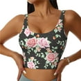 thumbnail image 2 of Haiem Rose Flowers Pattern Womens Sports Bra - U Neck Padded Low Impact Yoga Bra Workout Crop Top Gym Moisture-Wicking Workout Vest -, 2 of 9