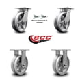 thumbnail image 2 of 6 Inch Kingpinless V Groove Semi Steel Wheel Caster Set 2 Swivel Locks 2 Rigid, 2 of 2