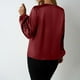 thumbnail image 3 of Ailaofu Women's V Neck Pleated Solid Puff Long Sleeve Blouse Shirt Top, 3 of 3