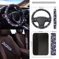 thumbnail image 3 of Yuyamidu Colorful Flower Car Seat Cover 15 PCS Auto Front Back Seat Cover Steering Wheel Cover Seat Belt Pads Trash Bin Mount Phone Holder Rearview Mirror Cover Cup Holder Wrist Key Chain, 3 of 7