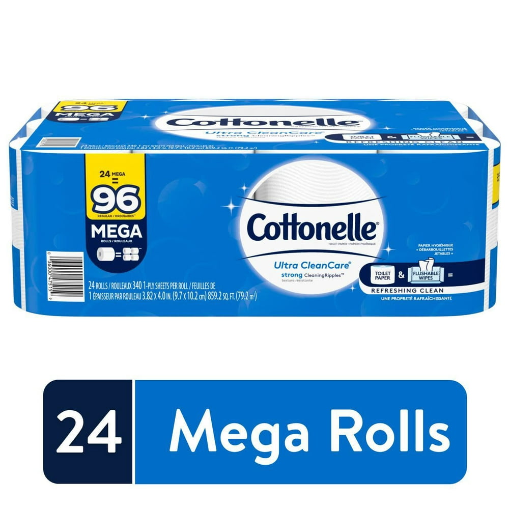Cottonelle Ultra CleanCare Strong, 24 Mega Rolls, Bath Tissue Walmart