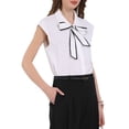 thumbnail image 4 of Pantalones de trabajo formales para mujer INSPIRE CHIC con pliegues en la parte delantera, pantalones rectos con bolsillos, talla XL, color negro, 4 of 4
