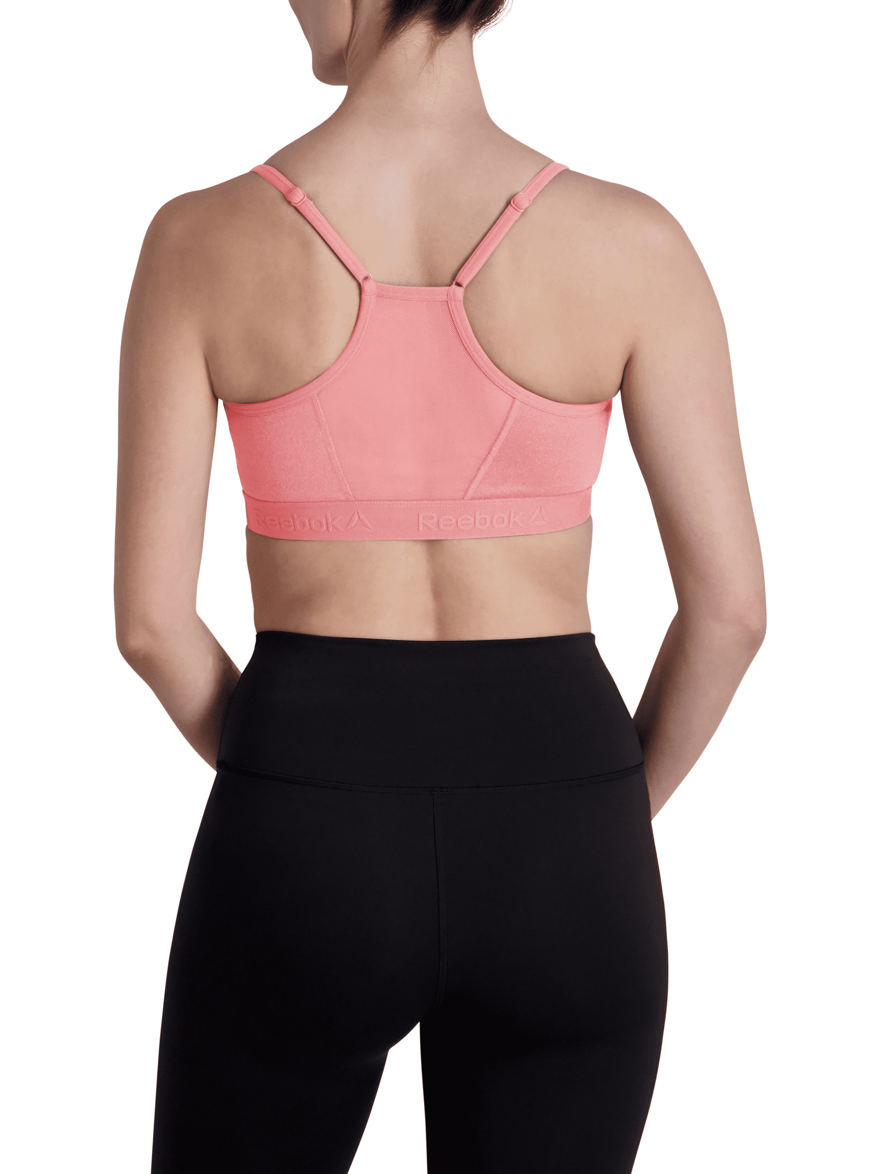 Reebok Women's Everyday Racerback Sports Bra with Mesh Panel and Removable Cups