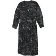 thumbnail image 2 of Tahari Womens Printed V Neck Pleated Dress, black, L, 2 of 2