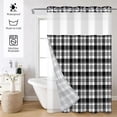 thumbnail image 2 of MIZHONA Black and White Shower Curtain with Snap in Liner，Plaided Fabric Bathroom Curtain,71"× 86", 2 of 6