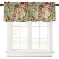Peony Flower Curtain Valance, Abstract Floral Print Vintage Farmhouse Decoration Short Rod Pocket Window Treatment for Living Room, Bedroom, Kitchen, Bathroom, 1 Panel, 54" W x 18" L