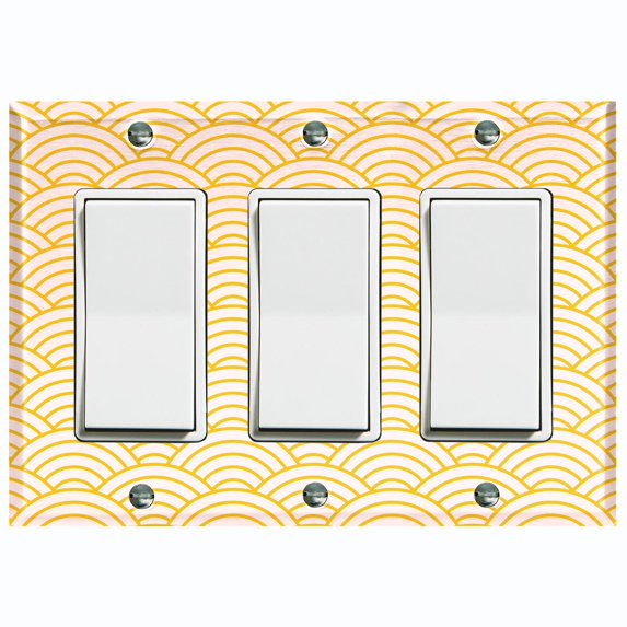 Metal Light Switch Plate Cover Japanese Pattern Yellow Sea Wave Wallpaper WAL015