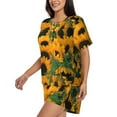 thumbnail image 2 of Bixox Women's Sunflowers 7 Printed Pajama Set 2 Piece Lounge Set Top and Shorts Soft Pajamas, Shorts with Pockets, 2 of 7