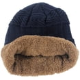 thumbnail image 4 of Morttic Men's Soft Stretch Knit Lined Thick Warm Ski Cap Women Winter Wool Slouchy Beanies Hat,Navy Blue, 4 of 7