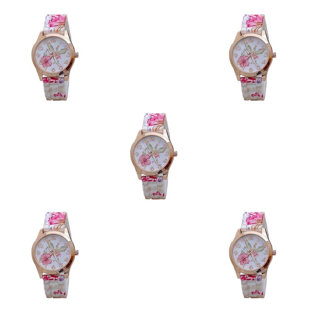 Qarigey Fashion Wrist Watch Wear-resistant Printing Watches Buckle with Clock Needle Lightweight Causal Pointer Wristwatch Type2