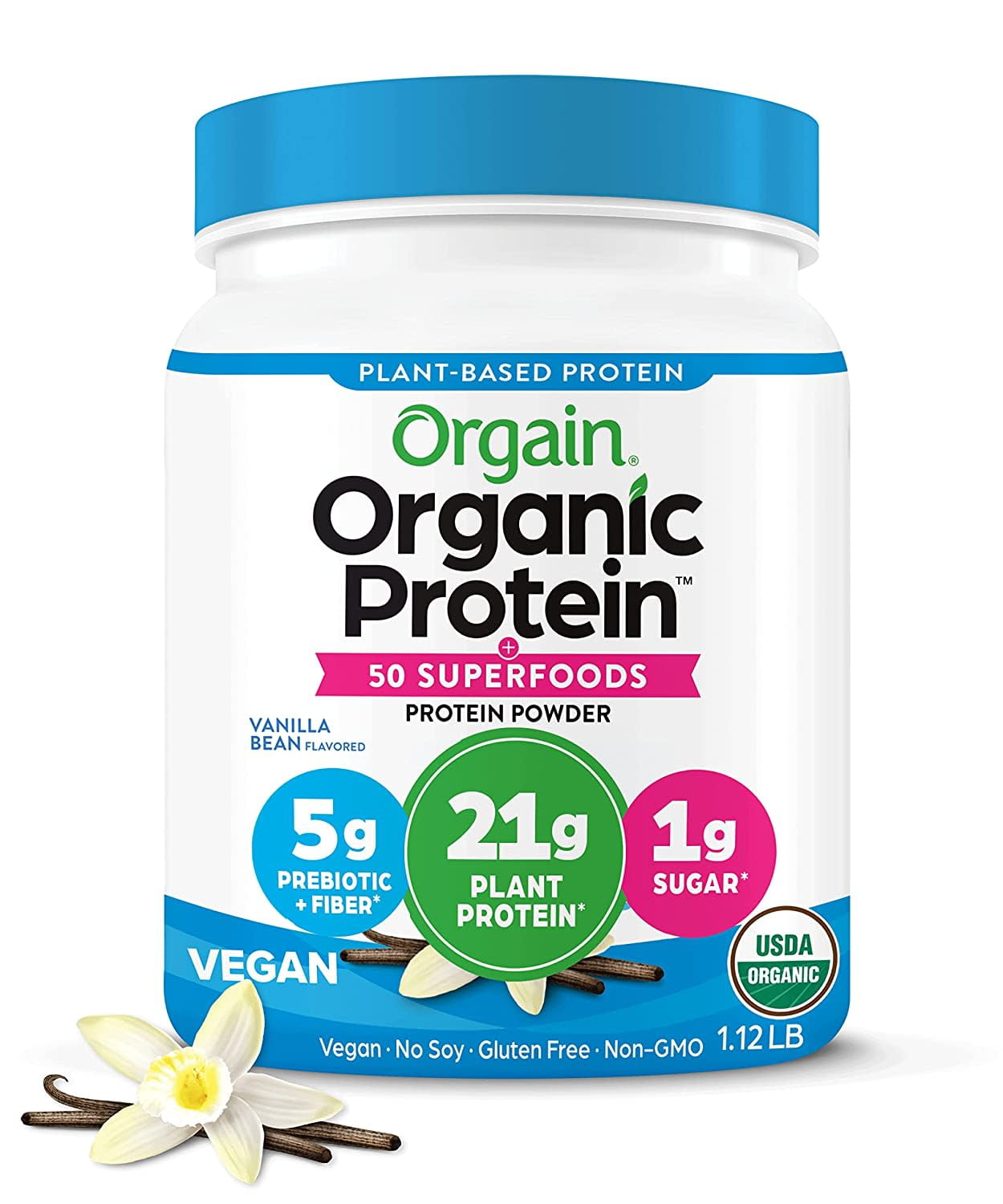 Orgain Organic Plant Based Protein + Superfoods Powder, Vanilla Bean