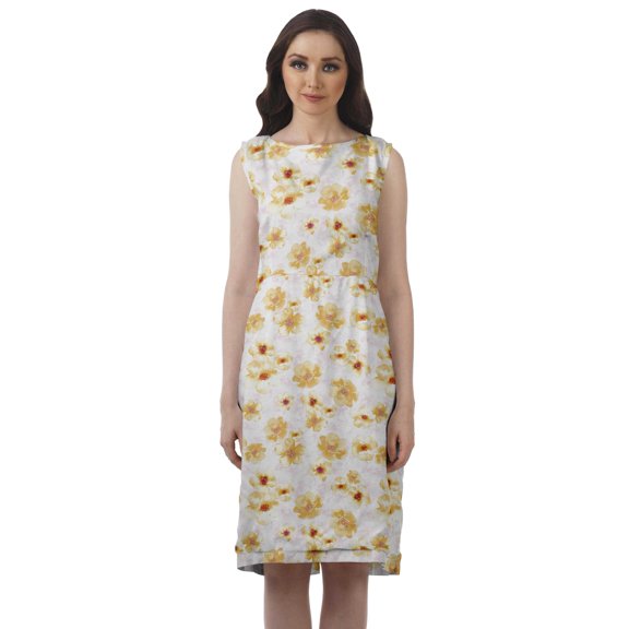 Moomaya Rayon Printed Dress Zipper Back Slit Shift Dress WoMen's Summer Clothing