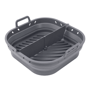Air Fryer Silicone Plate Square Reusable Air Fryer Cooking Accessories Foldable 8.5in Airfryer Tool Baking Mold Grey